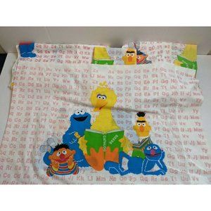 Vintage Sesame Street Alphabet Red Books Twin Sheet Set 4 Pc Marlborough RARE